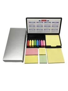SHEIN 1pc  Pages Of Multicolor Sticky Note Set With Faux Leather Packing , 2025 Calendar & More