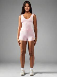 Missguided x Playboy Elite Performance Summer Exercise Athleisure Workout Running Gym Training Sport Yoga Fitness Shorts - Pink - View 6