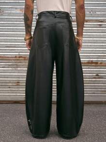 AXEPEAK Pantalones rectos casuales y holgados de uso diario para hombres, de unicolor con cintura elástica, estilo juvenil