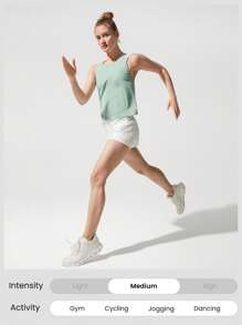 GLOWMODE Quick-Dry Lightweight Reflective 3D Cut Back Mesh Panel Active Running Tank Top Jogging Training Gym Workout Wear - Mist Green - View 8