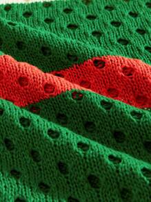 ROMWE MEN Casual Nuova maglia a maniche corte con blocchi di colore, in stile primavera/estate - Verde - Visualizzare 5