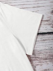 SHEIN LUNE New Women's Fashion Leopard Print Element Round Neck Short Sleeve T-Shirt