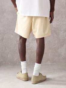 SUMWON Drop Crotch Athletic Casual Shorts Color Block Drawstring Training Running Summer Loungewear Performance Athleisure Workout Gym Sports Active Wear - Khaki - View 2