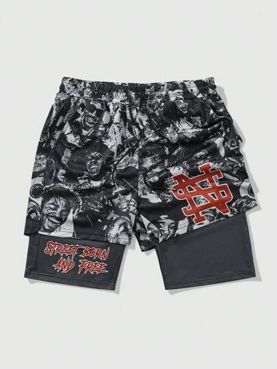 Goth Pantalones cortos góticos para hombres, 2 en 1, aptos para uso diario en primavera y verano, Halloween