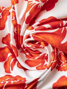 Sweetra Bộ đồ liền thân cổ chữ V sâu in họa tiết hoa Pháp thanh lịch cho kỳ nghỉ, viền bèo nhún, trang phục đi biển cạp chun, hàng mới về mùa hè - Nhiều màu - Xem 3