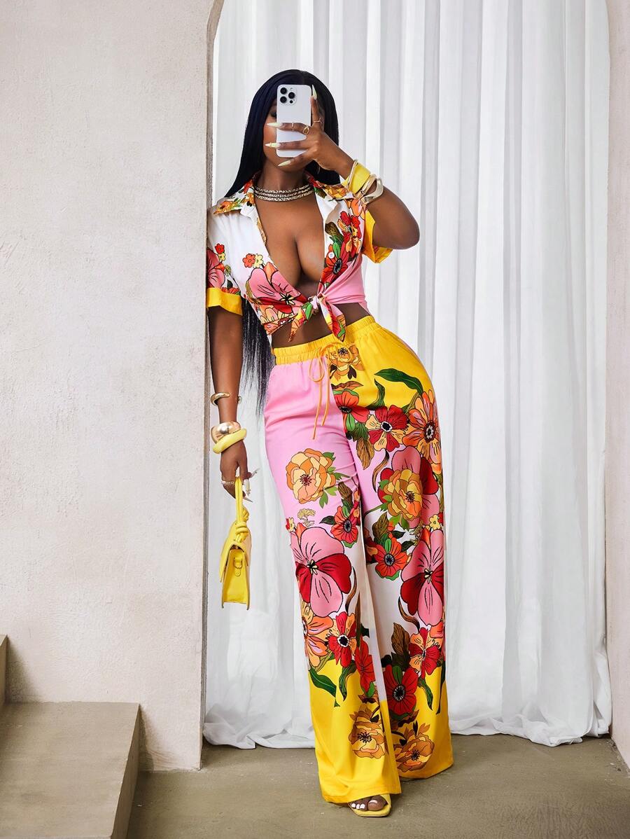 BamGleam Women Two Pieces Outfits For Daily Wear - Yellow - View 1