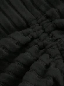 SHEIN MOD 大码女式黑色抽绳不对称下摆 T 恤、露肩 T 恤、秋季女装、舒适 T 恤 - 黑色 - 查看 4