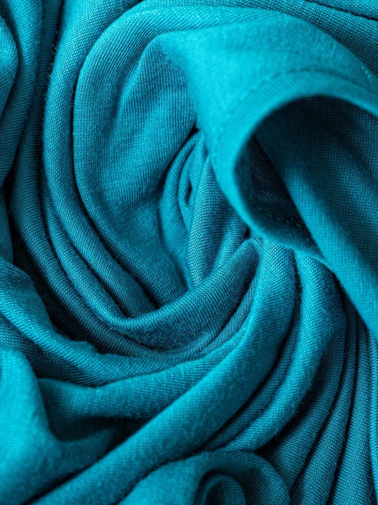 Rusticease Plus Size Women's Summer Casual V-Neck Lace Batwing Short Sleeve T-Shirt With Solid Color Patchwork - Dusty Blue - View 6