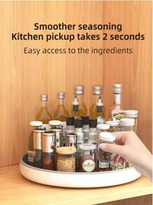 1pc Kitchen Turntable Multi-Function Countertop Condiment Bottle Soy Sauce Vinegar Storage Rack Fruit Plate 360 Rotating Storage Rack,Kitchen,Kitchen Accessories,Kitchen Organization And Storage