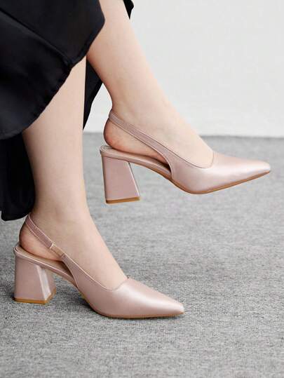 CUCCOO BIZCHIC Tacones tipo salón de punta poco profunda de satén con tacón grueso y cómodos para usar en el trabajo, citas, fiestas, vacaciones y bodas