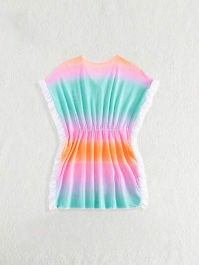 Áo choàng in họa tiết ombre thời trang cho bé gái mới biết đi, thích hợp đi biển, hồ bơi, tiệc tùng