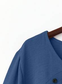 Linhara Damen Große Größen Bluse mit Blume Muster und 3/4-Ärmeln, Frühling/Sommer - Blau - Übersicht 4