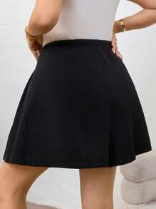 SHEIN Clasi Shorts plissettati con bottoni, gonne corte da donna taglie forti per l'estate
