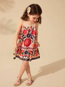 Travachic KIDS Vestido Halterneck Floral Fofo de Verão para Férias de Menina Jovem - Multicolorido - Visão 3