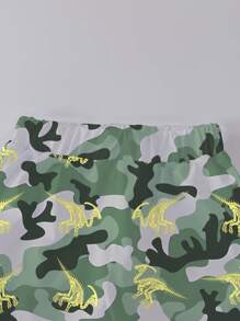 1 Set Tinuta Stilul Cool pentru Copil: Tricou Cu Ochelari De Soare Dino Print, Pantaloni scurți Camo Dinozaur Skeleton Print. Îmbrăcăminte casual zilnică și școlară, potrivită pentru primăvară/vară - Multicolor - Vizualizare 5