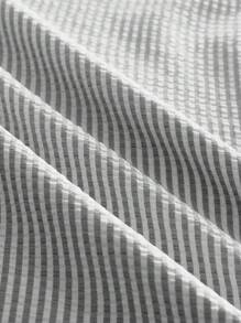 AXEPEAK Men's Striped Print Front Button Summer Casual Short Sleeve Shirt, Streetwear Inspired - Black and White - View 3