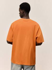 Ontre Camiseta de manga corta cuello redondo de unicolor con bolsillo parche para hombre, adecuada para el verano