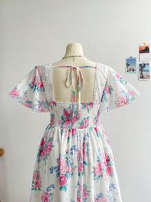 Dreamara Plus Size Women's Floral Print Sweetheart Neck Tea Party Dress Bohemian Boho  Romantic Floral  Vacation Floral - Multicolor - View 4