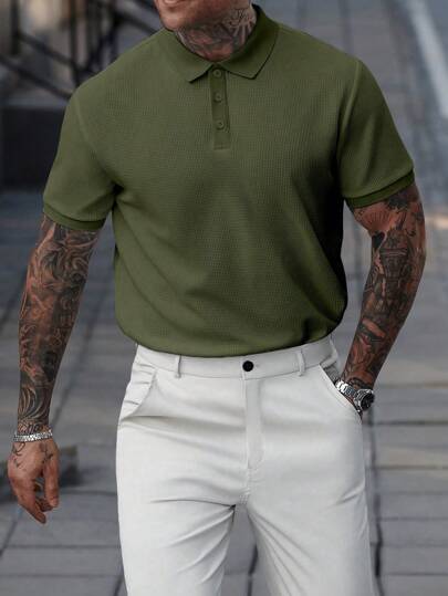 Manfinity CasualCool Herr Kontrastfärg Kortärmad pikétröja och byxor Fritidspendlardräkt Pikétröja för män Sommardräkter för män Herr Sommardräkter män Korta kläder Pikétröja män