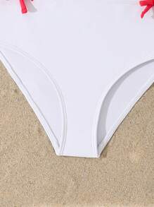 3pcs Girls Graphic Print Swimwear Set, Simple Style - Red - View 4