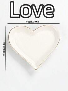 SHEIN 1 Buah Nampan Perhiasan Keramik Bermotif Huruf, Piring Penyimpanan Perhiasan Bulat Asimetris, untuk Menyimpan dan Memajang Koleksi Cincin, Kalung, dan Anting, Hadiah Suvenir Pernikahan untuk Hari Valentine dan Hari Ibu - MultiWarna - View 9
