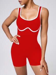 Seamluxe SHEIN Sport Damen Spaghetti-Träger Jumpsuits Po-hebend Workout Activewear rückenfrei Pilates Yoga Shorts, Neuheiten