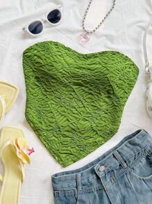 Soleia Women's Textured Tube Top For Summer Vacation - Olive Green - View 3