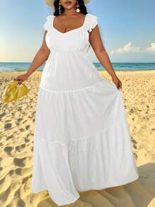 Slaydiva 2024 New Versatile Yellow Minimalist Casual Beach/Boho/Boho Women Clothing, Festival Outfits For Women, Rave, Easter Outfit For Women, Old Money Style, Country Concert Outfit, Going Out Outfits, Fairycore, Festival Outfits, Tropical Vacation Women Clothes - White - View 1