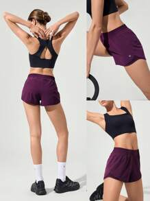 GLOWMODE 2.9" RefreshRun VitalSwift Ultralight Sweat-Wicking Mid-Rise Adjustable Reflective Running Shorts With Built-In Underwear Zip Pocket Workout Spring - Cherry Cola - View 9