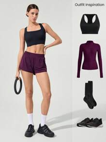 GLOWMODE 2.9" RefreshRun VitalSwift Ultralight Sweat-Wicking Mid-Rise Adjustable Reflective Running Shorts With Built-In Underwear Zip Pocket Workout Spring - Cherry Cola - View 8