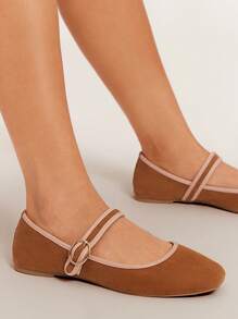 SHUZIA Women's  Square Toe Mary Jane Flats - Brown - View 3