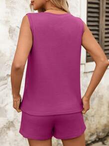 SHEIN LUNE Women Two Pieces Outfits For Daily Wear - Purple - View 2