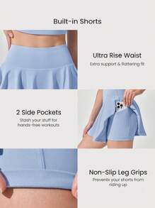 GLOWMODE 4.5 英寸吸汗速干收腹超高腰半身裙，带侧袋，防滑抓地力强，日常休闲装 - 淺藍色 - 查看 4