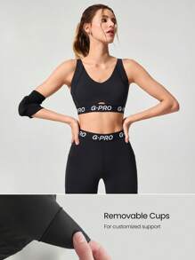 GLOWMODE Sujetador deportivo Powersculpt™ de alto impacto con banda elástica, tirantes cruzados ajustables, cuello en V y copas desmontables para entrenamiento, gimnasio y running