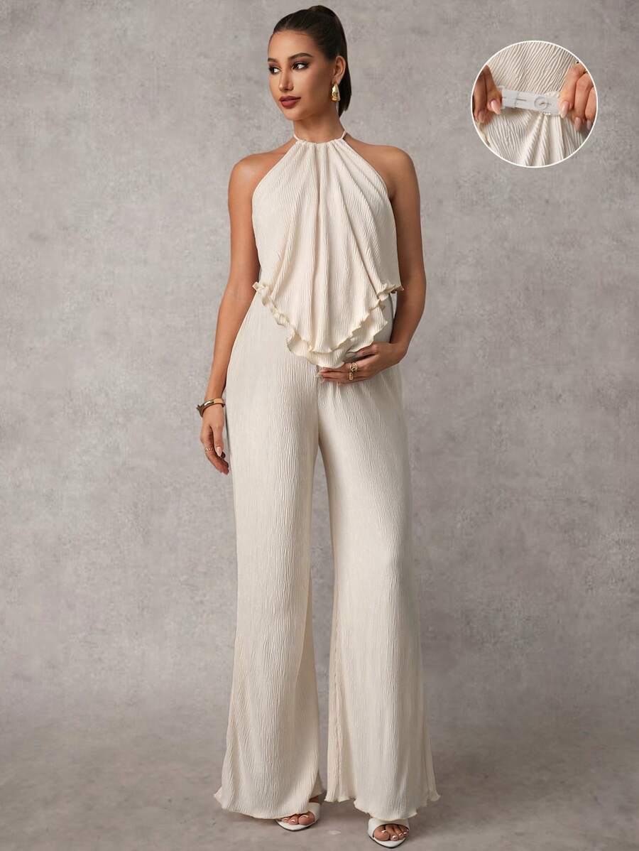 MaterniChic Maternity Two Pieces Suits Classy Outfits For Baby Shower Women Summer Clothing - Apricot - View 1