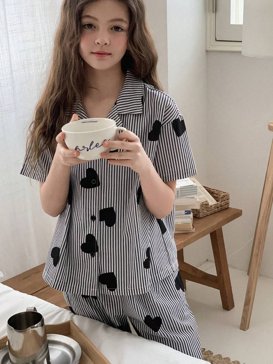 Hapijoa 青少年女孩秋季睡衣/家居服、返校服 - 黑與白 - 查看 1