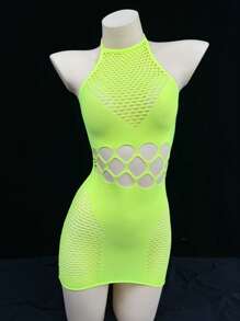 Falda de malla sexy para mujer (1 pieza) para salir - Verde Lima - Ver 7