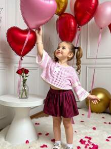 Young Girl Simple Fashion Long Sleeve Pullover Sweater, Suitable For Summer - Pink - View 1