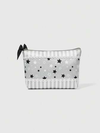 Grunge Punk Borsetta organizzativa per cosmetici di grande capacità e design alla moda, con motivo a stelle stile punk, per donne, trasparente