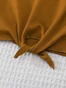 Elladie kids 2pcs/Set Young Girls Casual Sleeveless Top & Striped Shorts, 3D Bow Design - Multicolor - View 4