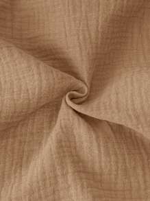 SHEIN LMoss Kids LMoss 年轻女孩休闲蝴蝶结细节宽松露背系带纹理面料 A 字背心春夏 - 棕色 - 查看 5