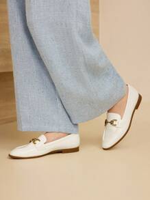 MOTF PREMIUM WOMEN COMFORTABLE CASUAL VERSATILE METAL BUCKLE FLATS FOR CHRISTMAS - Beige - View 5