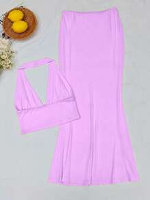 INAWLY Women Two Pieces Outfits For Daily Wear - Purple - View 2