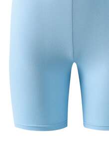 SHEIN Jambiere scurte pentru fete tinere, albastru deschis, uni, confort minimalist