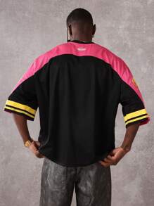SUMWON Limitierte Auflage Trikot-Sport Hockey Oversize T-Shirt Spieltag Performance Sport Team College Universität Fan Flammen Design Retro Athletisch Nummer 99 - Schwarz - Übersicht 2