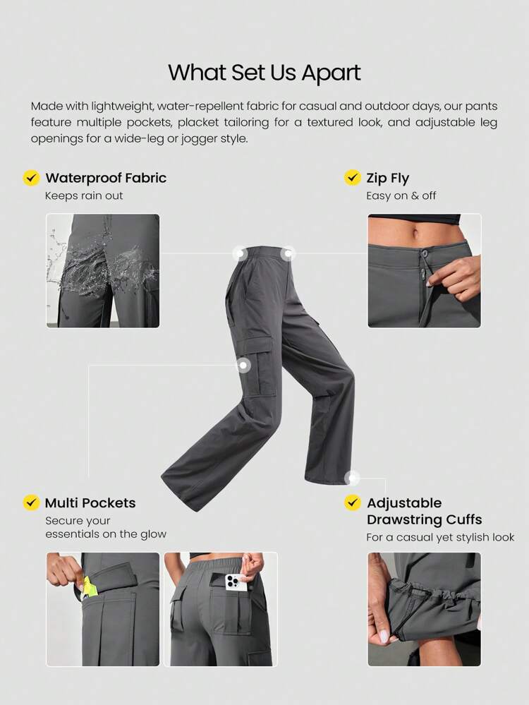Adventure Seeker Water-Repellent Multi-Pocket Adjustable Wide-Leg Jogger Active Cargo Pants Daily Casual Outdoor Wear