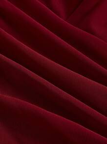 SHEIN MOD Blusa roja de hombros descubiertos con pliegues para mujer de la marca Aincora - Burdeos - Ver 3