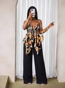 BamGleam Camiseta sin tirantes con corte asimétrico con estampado total para mujer para el verano - Multicolor - Ver 4