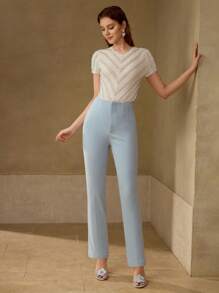 MOTF PREMIUM PRESS CREASE TAILORED SUIT PANTS - Blue - View 4