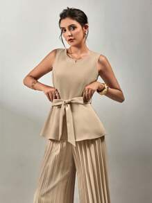 SHEIN Clasi Women Two Pieces Outfits For Daily Wear - Apricot - View 6